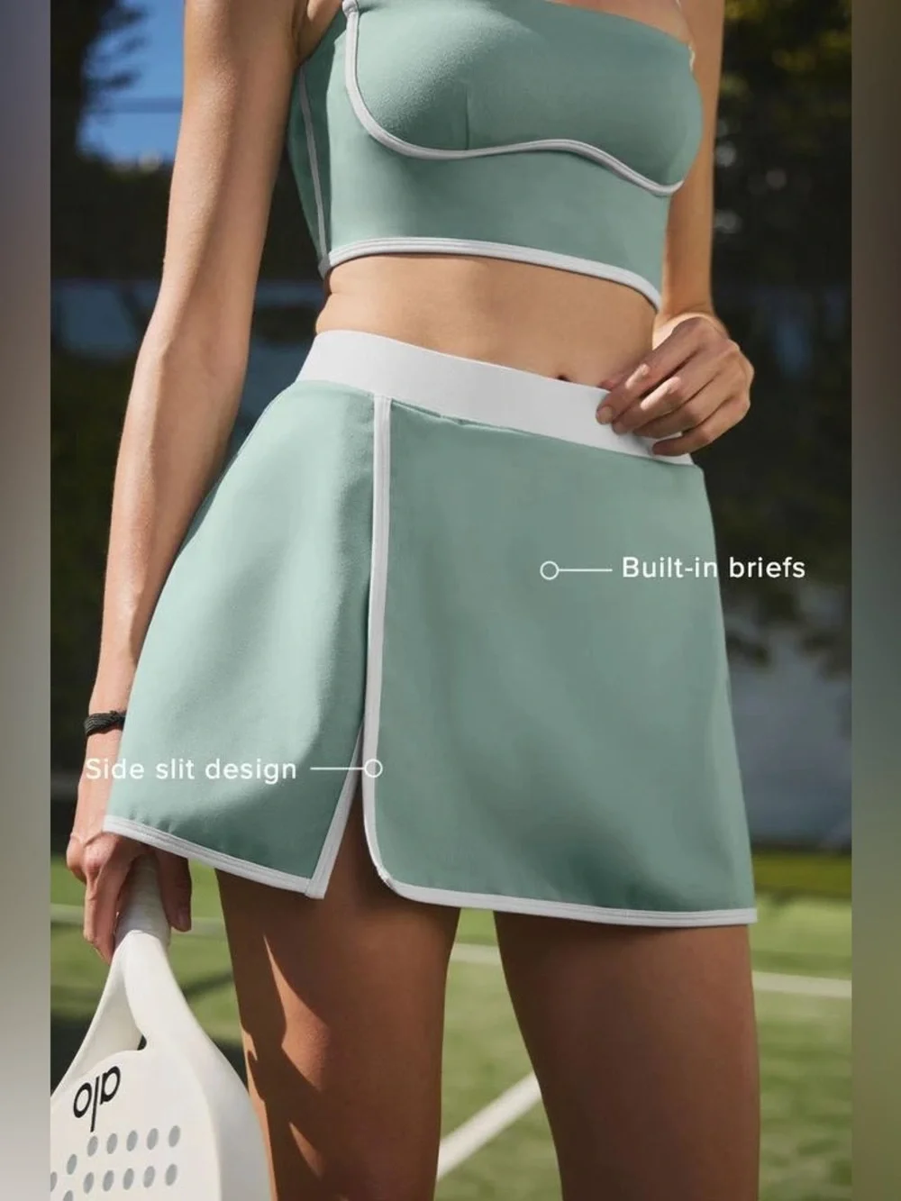 ALO Airbrush Streamlined Skirt Large Botanical green tennis athletic sporty 90’s - Picture 2 of 13